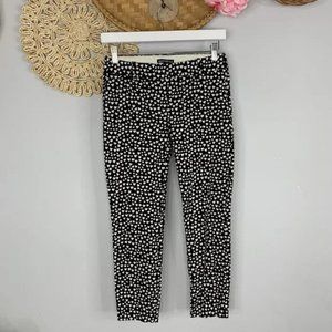 J. Crew Mercantile Womens Pant 0 Black Heart Print Winnie Crop Comfort Stretch